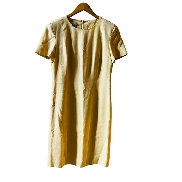 Talbots Dresses & Skirts - Vintage Talbots Linen Blend Short Sleeve Sheath Dress Size 6 Light Yellow